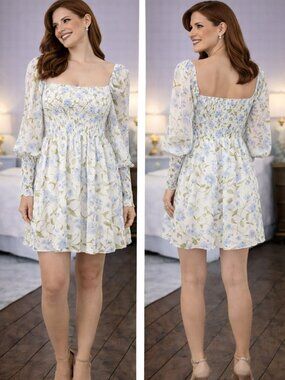 NWT Hill House The Grace Georgette Peony Bouquet Print Mini Nap Dress $198